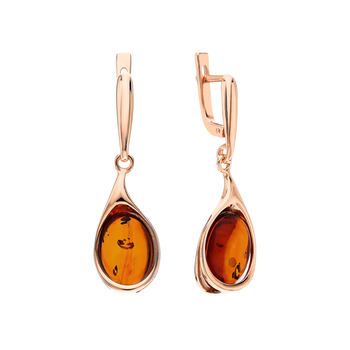 Silver earrings with amber sunlight